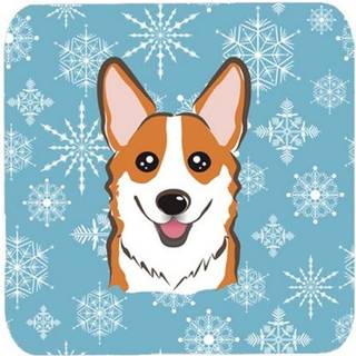 """" Caroline's Treasures BB1688FC Snowflake Red Corgi Foam Coasters (Sæt på 4) 3.5 """" ""Multicolor"" ""
