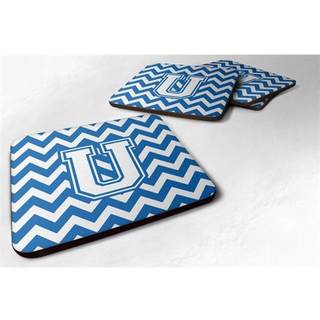 """" Caroline's Treasures CJ1045-UFC brev U Chevron Blue and White Foam Coaster (Sæt på 4) 3.5 """" ""Multicolor"" ""