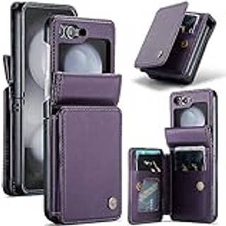 Ximand til Samsung Galaxy Z Flip 5 tegnebog med RFID-blokering og 4 kreditkortholder Premium Holdbar l?dermagnetisk l?