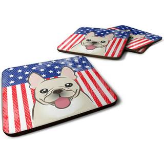 """" Caroline's Treasures BB2168FC American Flag og French Bulldog Foam Coaster (Sæt på 4) 3.5 """" ""Multicolor"" ""
