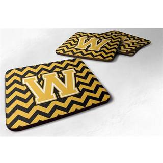 """" Caroline's Treasures CJ1053-WFC-brev W Chevron Black and Gold Foam Coaster (Sæt på 4) 3.5 """" """" Multicolor """"