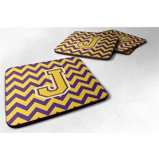 """" Caroline's Treasures CJ1041-JFC-brev J Chevron Purple and Gold Foam Coaster (Sæt på 4) 3.5 """" ""Multicolor"" ""
