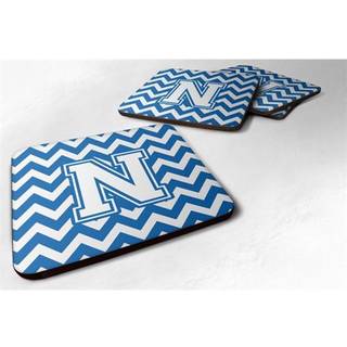 """" Caroline's Treasures CJ1045-NFC-brev N Chevron Blue and White Foam Coaster (Sæt på 4) 3.5 """" ""Multicolor"" ""