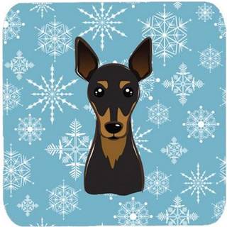 """" Caroline's Treasures BB1674FC Snowflake Min Pin Foam Coasters (Sæt på 4) 3.5 """" """" Multicolor """"