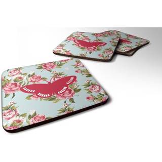 """" Caroline's Treasures BB1031-RS-BU-FC Butterfly Shabby Chic Blue Roses Foam Coasters (Sæt på 4) 3.5 """" ""H X 3,5"" """" ""W Multicolor"" ""