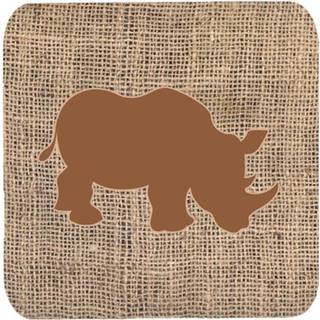 """" Caroline's Treasures BB1006-BL-BN-FC Rhinoceros Burlap og Brown Foam Coasters (Sæt på 4) 3,5 """" ""H X 3,5"" """" ""W Multicolor"" ""