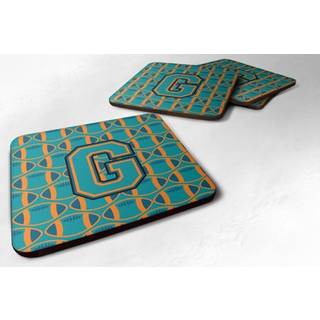 """" Caroline's Treasures CJ1063-GFC brev G Football Aqua Orange og Marine Blue Foam Coaster (Sæt på 4) 3.5 """" ""Multicolor"" ""