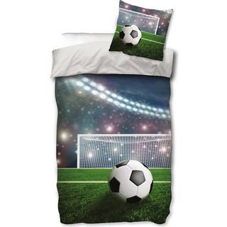 Fodbold sengetøj - 150x210 cm - Stadion - Dynebetræk med 2 i 1 design - 100% bomulds sengesæt