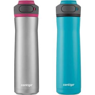 Contigo Cortland Chill 2.0 Vakuumisoleret rustfrit st?l Vandflaske Spillsikre l?g Konserves Temperatur i timer 24 oz 2-pakker Juniper & Dragonfru