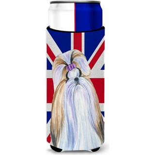 Caroline's Treasures SS4907MUK Shih Tzu med den engelske union Jack British Flag Ultra Hugger til slanke d?ser kan k?ligere ?rme Hugger Machine W