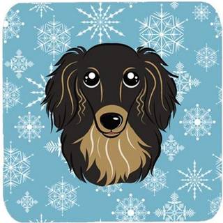 """"Caroline's Treasures BB1647FC Snowflake Longhair Black and Tan Gravhunde skumbrikker (s?t med 4) 3,5"""""""" Multicolor""""