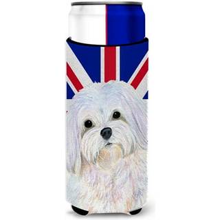 Caroline's Treasures SS4924MUK maltese med den engelske union Jack British Flag Ultra Hugger til slanke d?ser kan k?ligere ?rme Hugger Machine Wa