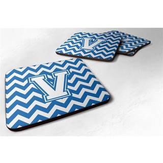 """" Caroline's Treasures CJ1045-VFC Letter v Chevron Blue and White Foam Coaster (Sæt på 4) 3.5 """" ""Multicolor"" ""