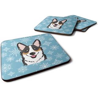 """" Caroline's Treasures BB1689FC Snowflake Tricolor Corgi Foam Coasters (Sæt på 4) 3.5 """" ""Multicolor"" ""