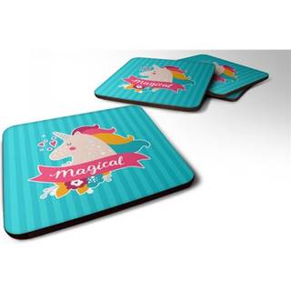 """" Caroline's Treasures Unicorn Magical Foam Coaster Set på 4 3,5 multicolor """"