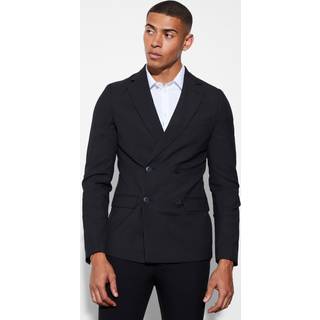 Mens Black Super Skinny Double Breasted Suit Jacket
