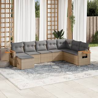 sofasæt til haven 8 dele med hynder polyrattan beige