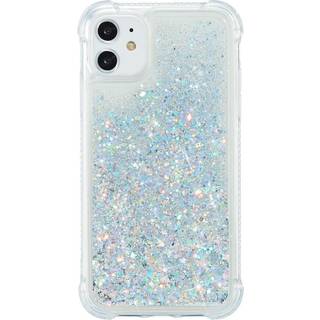 iPhone 12 / 12 Pro Plastik Cover m. Glitter - Gennemsigtig / Sølv