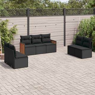 sofasæt til haven 7 dele med hynder polyrattan sort