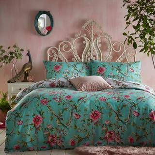 Furn furn. Jade Green Vintage Chinoiserie Floral Exotic Duvet Cover and Pillowcase Set