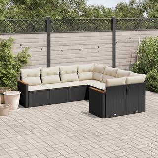 sofasæt til haven 8 dele med hynder polyrattan sort