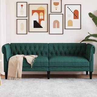 2-Personers Chesterfield-Sofa Stof - Mørkegrøn / 3-sædet