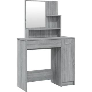 makeupbord med spejl 86,5x35x136 cm grå sonoma-eg