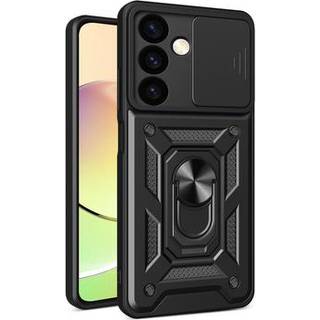 Samsung Galaxy S24+ Roterende Ring Hybrid Cover med Kameraskjold - Sort