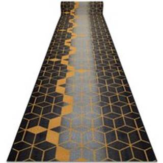 Gummibelægning 57 cm HEXAGON sort / guld 57x370 cm