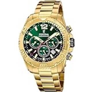 Festina F20684/3 Herren-Armbanduhr Chronograph Goldfarben/Grün