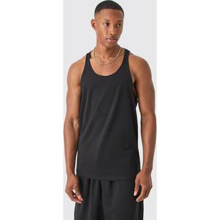 Mens Black Regular Fit Basic Racer Back Vest