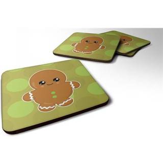 """" Caroline's Treasures Christmas Gingerbread Man Foam Coaster Set på 4 3,5 multicolor """"