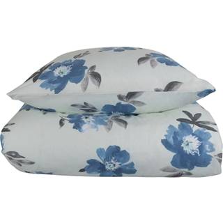 Flonel sengetøj - 140x220 cm - Blomstret sengetøj blå - 100% Bomuld - Gardenia blå - Nordstrand Home sengesæt