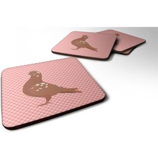 """" Caroline's Treasures African Owl Pigeon Pink Check Decorative Coasters 3.5 multicolor """"