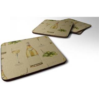 """" Caroline's Treasures White Wine on Linen Foam Coaster Set på 4 3,5 multicolor """"