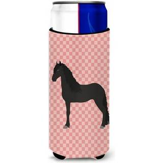 """"Caroline's Treasures Friesian Horse Pink Check Dekorative Can Hugger Slim Multicolor""""