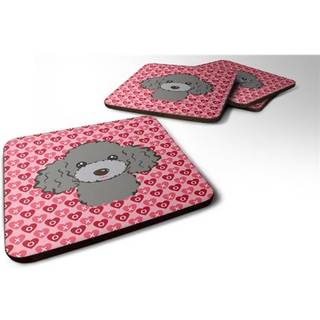 """" Caroline's Treasures Silver Grey Poodle Hearts Foam Coaster Set på 4 3,5 multicolor """"