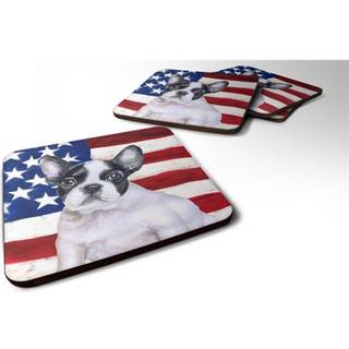 """" Caroline's Treasures French Bulldog Black White Patriotic Decorative Coasters Multicolor """"