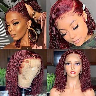 99J Lace Front Bob Wig Curly Wigs For Black Women Wet og Wavy Brazilian Remy Hair Unforcrocessed Human Hair Wigs Pre plukket med babyh?r blonder