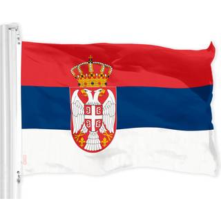 G128 Serbien serbisk flag | 3x5 ft | Liteweave Pro Series Trykt 150D Polyester | Land flag indendørs/udendørs livlige farver messing grommets tyk