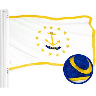 G128 Rhode Island State Flag | 3x5 ft | Toughweave -serie broderet 300D Polyester | Broderet design indendørs/udendørs messinggrommer