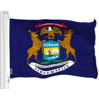 G128 Michigan Mi State Flag | 3x5 ft | Liteweave Pro Series Trykt 150D Polyester | Indend?rs/udend?rs livlige farver messing grommets tykkere og
