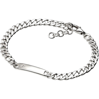 D For Diamond Silver Diamond Set Children's ID Bracelet - D8524