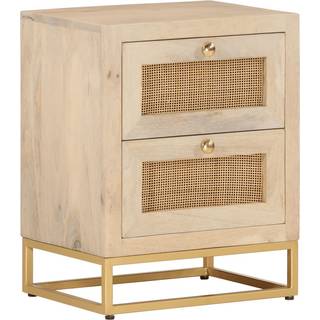 Sengebord Massivt Mangotræ Og Jern - med 2 skuffer / 40 x 30 x 50 cm