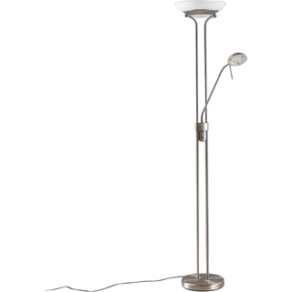 Lindby LED-gulvlampe Yveta, nikkelfarvet, metal, dæmpbar