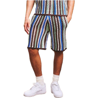 Mens Multi Relaxed Open Stitch Knitted Shorts
