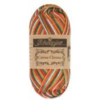 Scheepjes Catona Chroma 027 Autumn Indhold: 100% merceriseret bomuld Anbefalede pinde: 2.50-3.50 mm Vægt/løbelængde: 50 g = ca. 125 meter Strikkefasthed: 10 x 10 cm = 26 m x 36 p med 2.50 mm Vask: Maskinvask, max 30°C/ Tørres fladt.