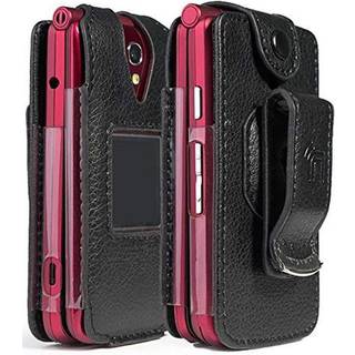 Sag til Jitterbug Flip Phone NakedCellPhone [Black Vegan Leather] Form-Fit Cover med [indbygget skærmbeskyttelse] og [Metal Belt Clip] til GreatC