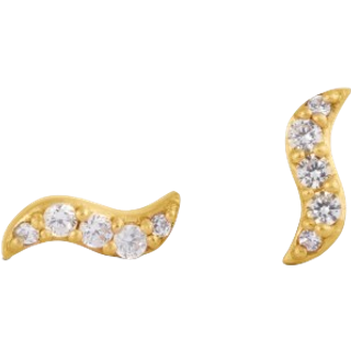 byBiehl Wave Stud Sparkle Forgyldt Sølv Øreringe