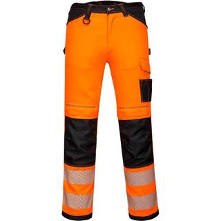 PW3 Hi-Vis letvægts stretch arbejdsbukser - Orange/Sort (Størrelse: 34)